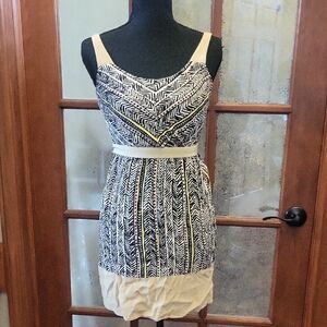Stylish Black and Cream Patterned Dress